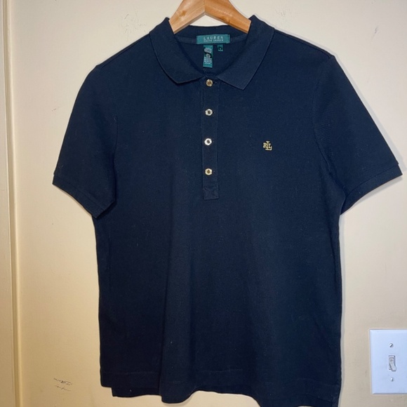 Ralph Lauren Purple Label Tops - RL Black Polo Shirt with Logo